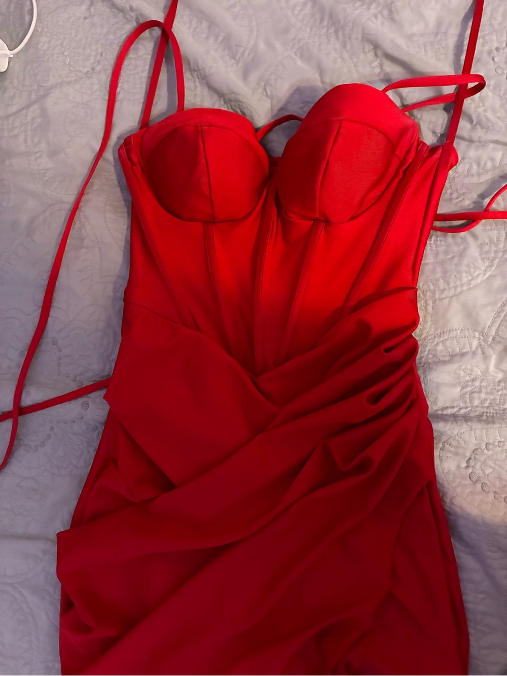 Windsor Vibrant Red Strapless Bustier Dress